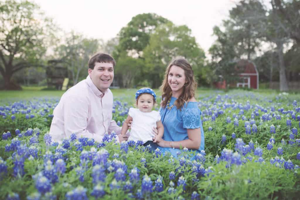 Texas family in bluebonnets